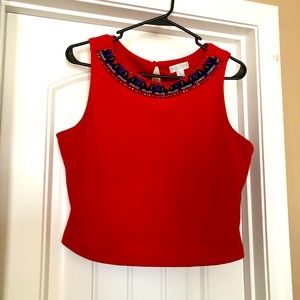 Bisou Bisou Beaded Cropped Tank Top